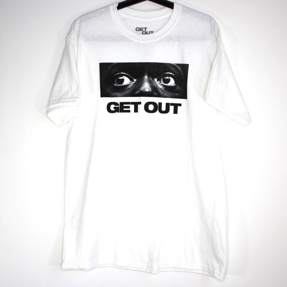 Get Out Mens Large Movie Spell Out T-Shirt RARE K689